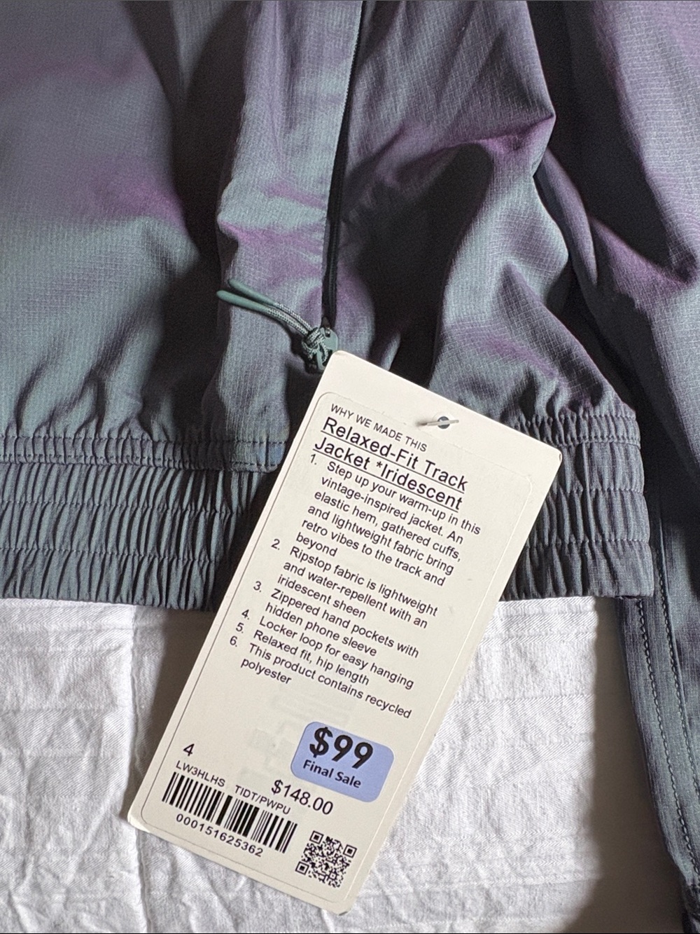 NWT Lululemon Women’s Color Shifting Lightweight Full-Zip Jacket Sz 4 - Picture 2 of 5